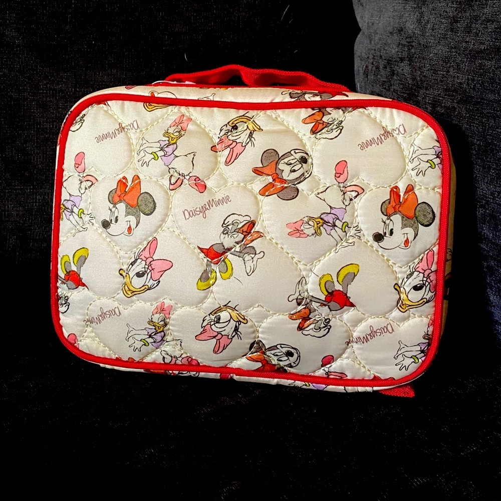 Disney Daisy Duck Minnie Mouse Quilted Makeup Cosmetic Travel Bag New